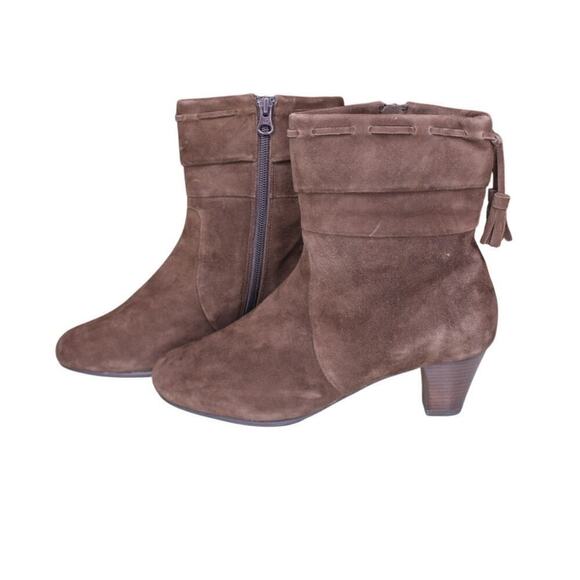 Umberto Raffini Brown Suede Leather Pump Heel Boots Round Toe Size 38 - Picture 3 of 5